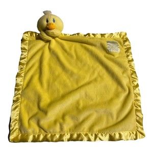 Rare Pickles Duck Lovey Baby Security Blanket Yellow Satin Trim Plush Head